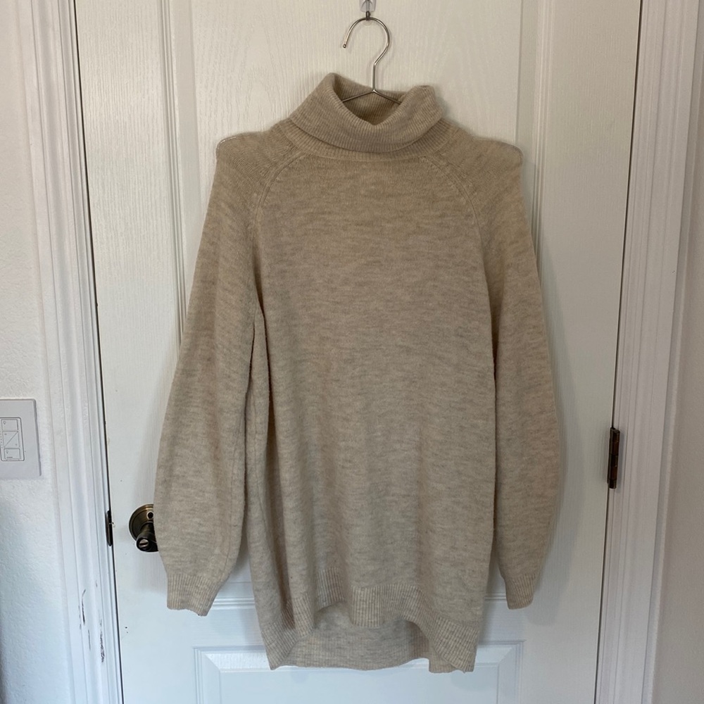 H&M cream and gray Oversized turtleneck sweater